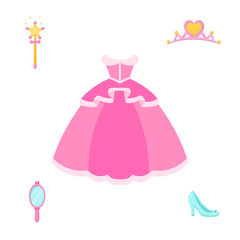 Princess accessories vector illustrations set