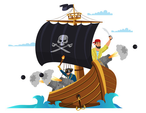 Pirate ship flat vector illustration © backup_studio
