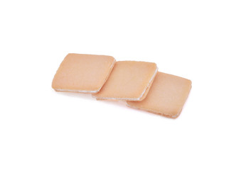 fresh butter cookies stuffed on white background