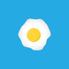 Fried eggs vector flat icon on blue background