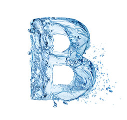 letter B made of water splash isolated on white background