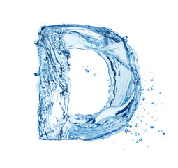 letter D made of water splash isolated on white background