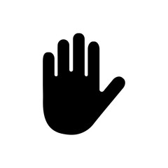 Black silhouette hand isolated on white background. Vector illustration