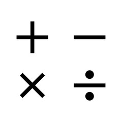 Mathematical symbols vector. Plus, minus, multiplication and division sign