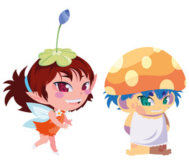 beautiful magic fairy and fungu elf characters