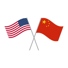 Chinese and American flags vector isolated on white background