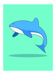 Cute whale in flat style 