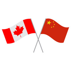 Canadian and Chinese flags vector isolated on white background