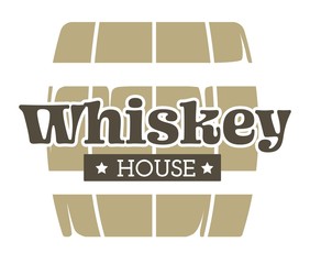 Whiskey house isolated icon wooden barrel alcohol drink