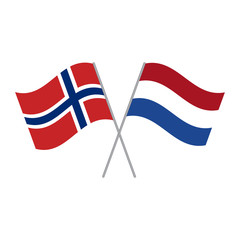 Netherlands and Norwegian flags vector isolated on white background