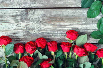 Naklejka na ściany i meble Bouquet of red roses flowers