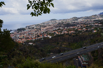 Top view of funchal, madeira in a moody day
