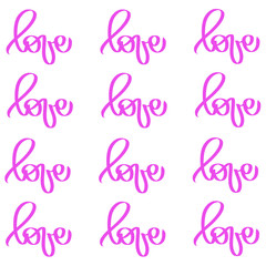 Love word forever pattern. Romantic symbol linked, join, passion and wedding. Template for tee shirt, card, poster. Design flat element of Valentine day. Vector illustration background.