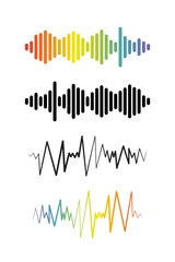 Set of Audio wave logos. Pulse music players collection
