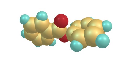 Phenyl benzoate molecular structure isolated on white
