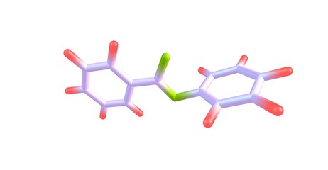 Phenyl benzoate molecular structure isolated on white