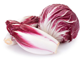 Red chicory on white background