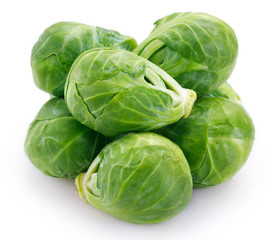 Brussels sprouts on white background