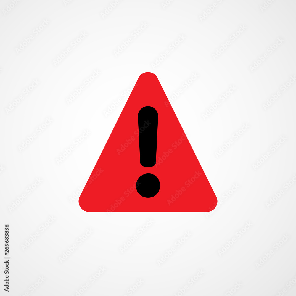 Poster Exclamation mark. Attention web message. Danger sign. Modern abstract vector icon. Flat infographic element, template for the design. Vector illustration.