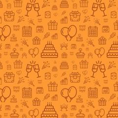 Simple line pattern with birthday, event, celebration icons for web, print and graphic design 1