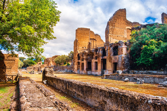 The Ninfeo stadium ruins in Villa Adriana of Hadrians Villa archaeological site of UNESCO in Tivoli - Lazio - Italy