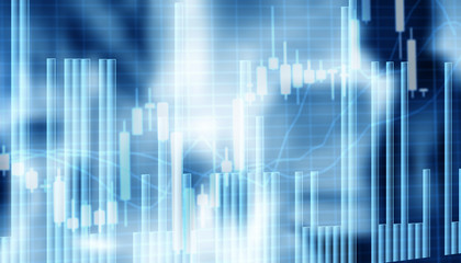 Stock Market Graph and Bar Chart. Abstract blurred universal business background.