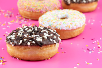 Doughnuts Pink Background