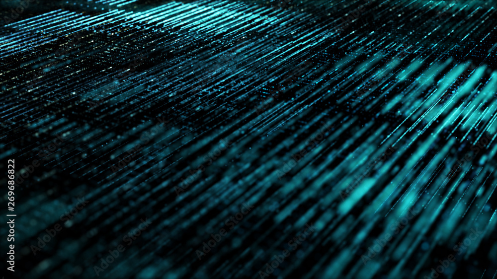 Poster Futuristic digital matrix particles grid virtual reality abstract cyber space environment background