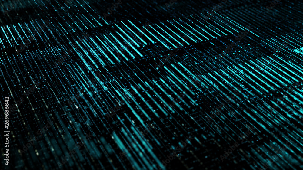 Poster Futuristic digital matrix particles grid virtual reality abstract cyber space environment background