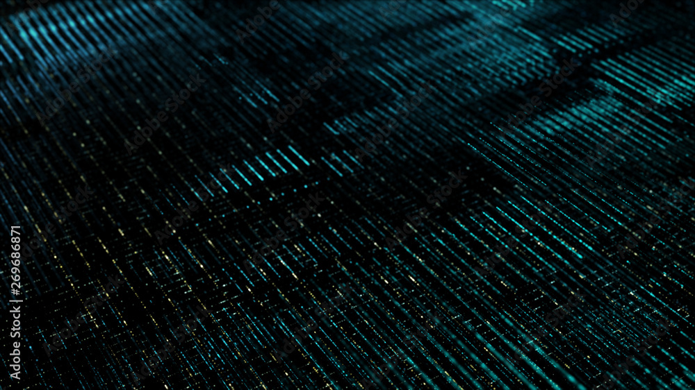 Poster Futuristic digital matrix particles grid virtual reality abstract cyber space environment background