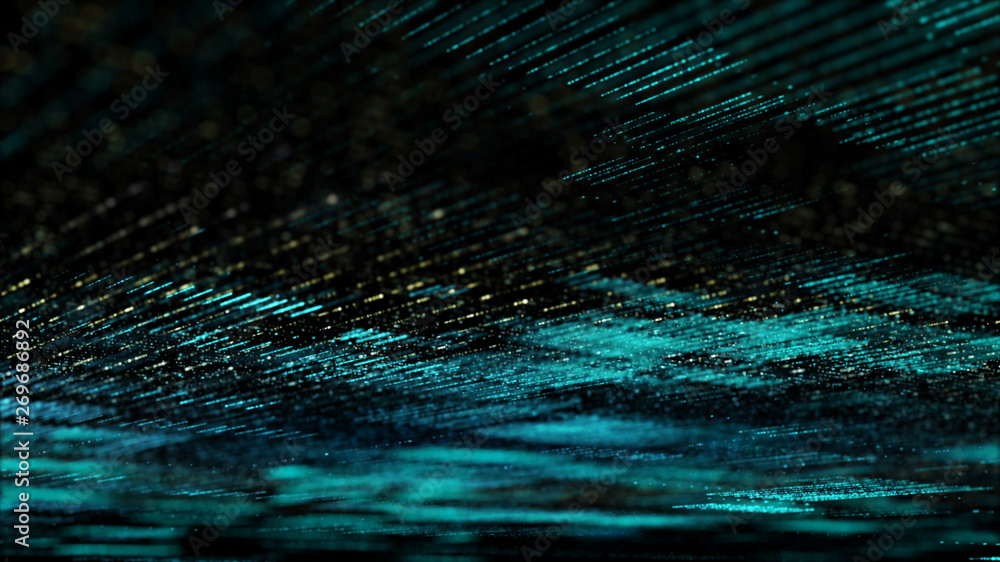 Poster Futuristic digital matrix particles grid virtual reality abstract cyber space environment background