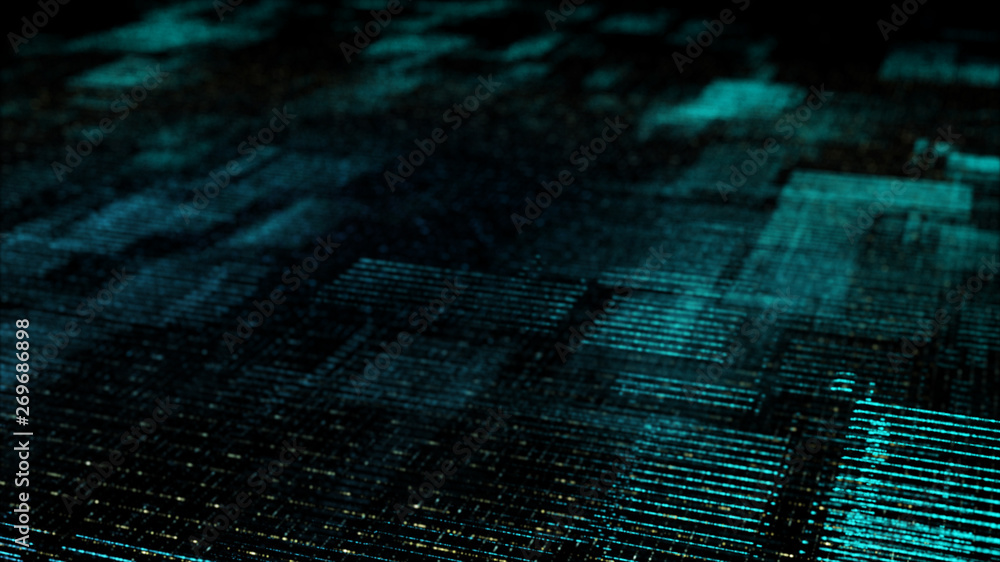 Aufkleber Futuristic digital matrix particles grid virtual reality abstract cyber space environment background