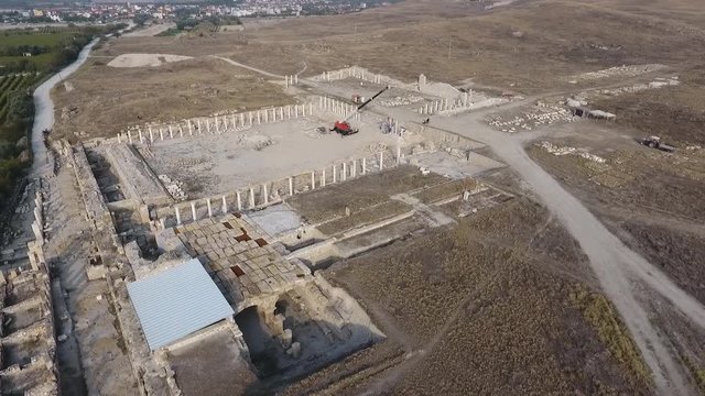Aerial footage of the ancient city of tripolis