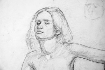 portrait, pencil drawing illustration, sketch
