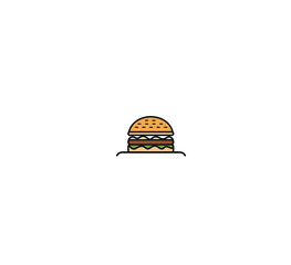 Burger - fast food concept, Line Art Vector illustration.