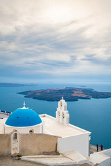 Fototapeta na wymiar Church at Santorini Island in Greece, one of the most beautiful travel destinations of the world.