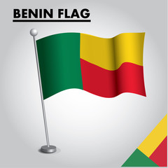 benin flag icon. National flag of benin on a pole