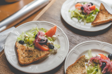 Healthy toast with salad