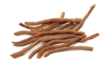 Red Sage Root（Salvia miltiorrhiza Bge）on white background