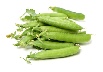 Fresh peas isolated on white background 