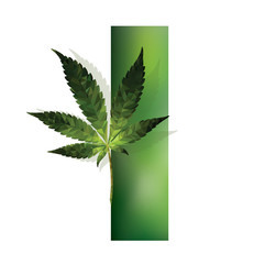Font letter I. medical marijuana, cannabis green leaf logo. vector illustration. - Vector