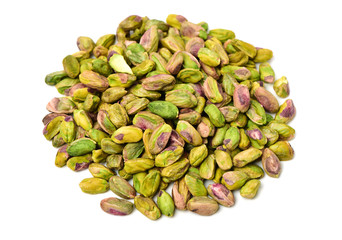 Pistachios on a white background
