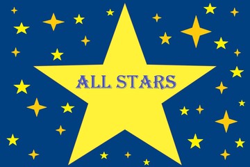 Yellow stars on a dark blue background illustration