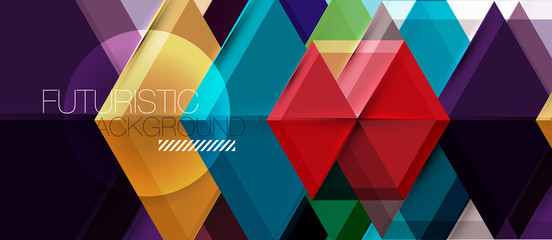 Geometric triangle and hexagon abstract background, vector illustration