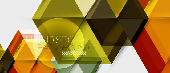 Geometric triangle and hexagon abstract background, vector illustration