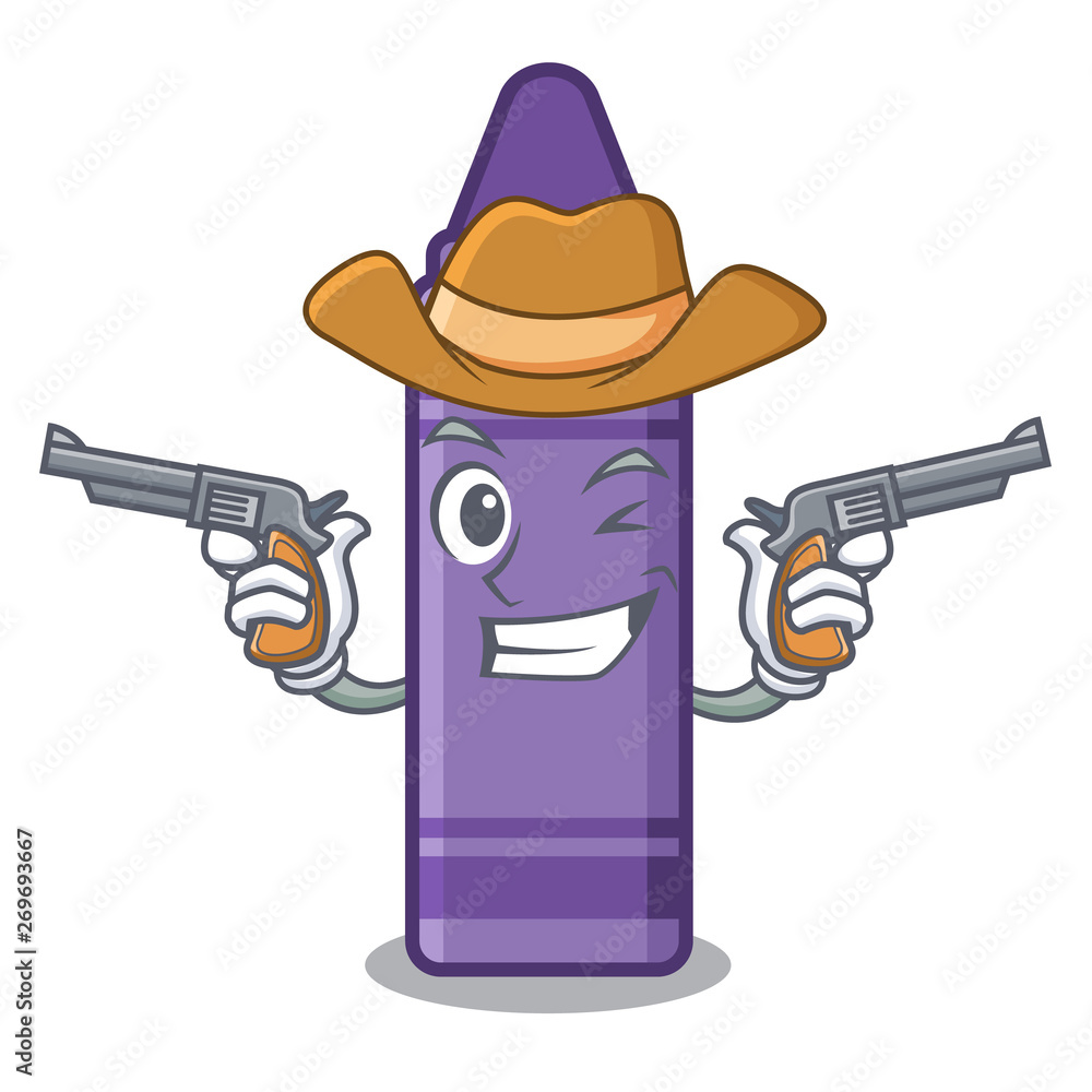 Sticker Cowboy purple crayon above the cartoon book