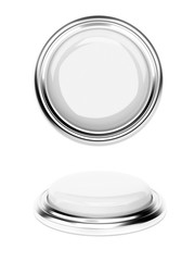 White push button. Top view. 3d rendering illustration isolated