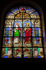 Stained glass. Saints Simeon and Joseph