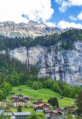Lauterbrunnen. Swiss Alps. Valley of waterfalls. Mountain village