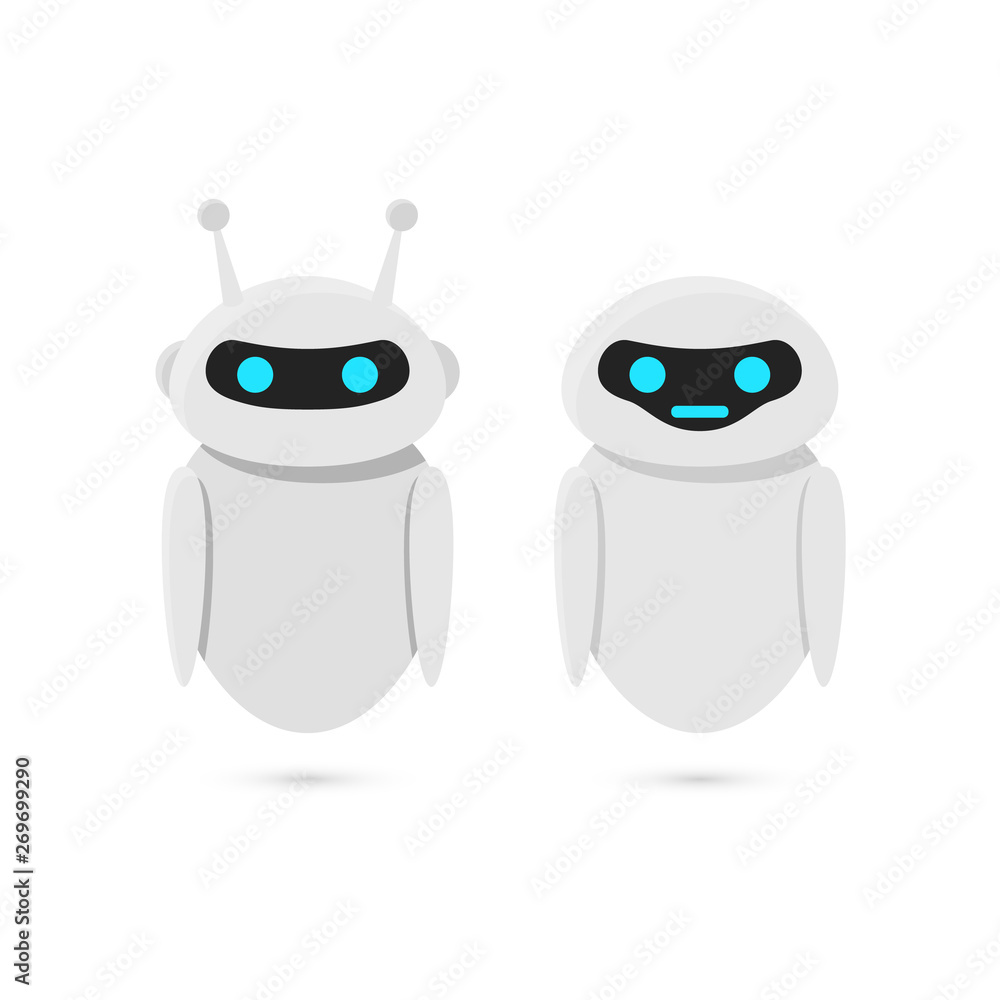 Poster robots isolated on white background. bot design. vector